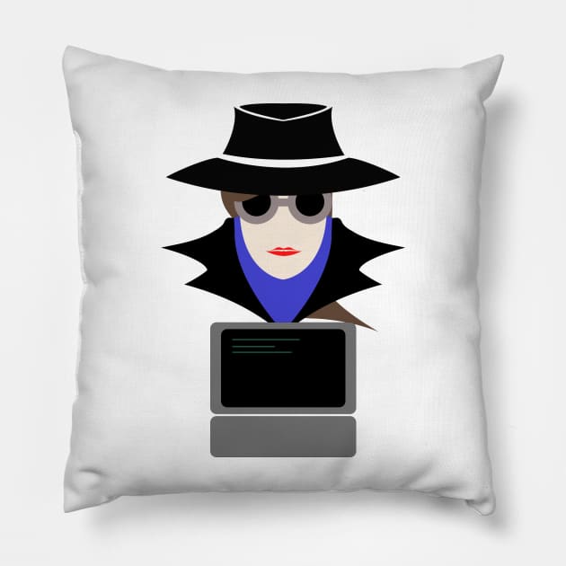 Lady Black (Cauc W/Computer): A Cybersecurity Design Pillow by McNerdic