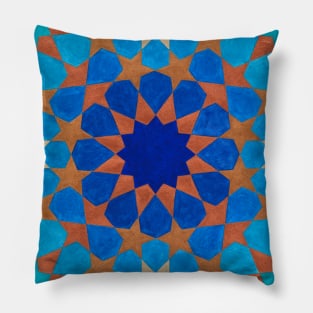 Blue and copper Islamic pattern Pillow