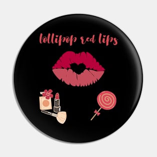 Lollipop red lips. Girly lipstick makeup candy Pin