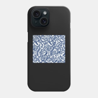 Vintage floral lace (blue invert) Phone Case