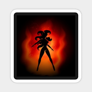 Female silhouette on Flame background Magnet