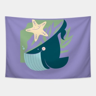 Happy Whale and Starfish Tapestry