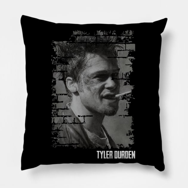 Tyler Durden black and white. Pillow by Finito_Briganti