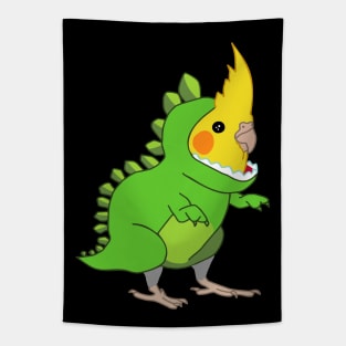 FUnny Cockatiel Dinosaur Doodle Tapestry