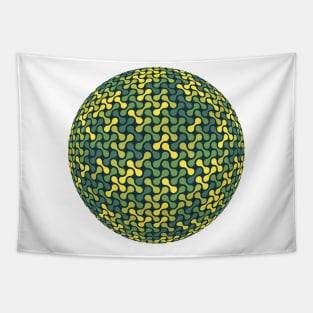 Metaballs Pattern Sphere (Green Yellow) Tapestry