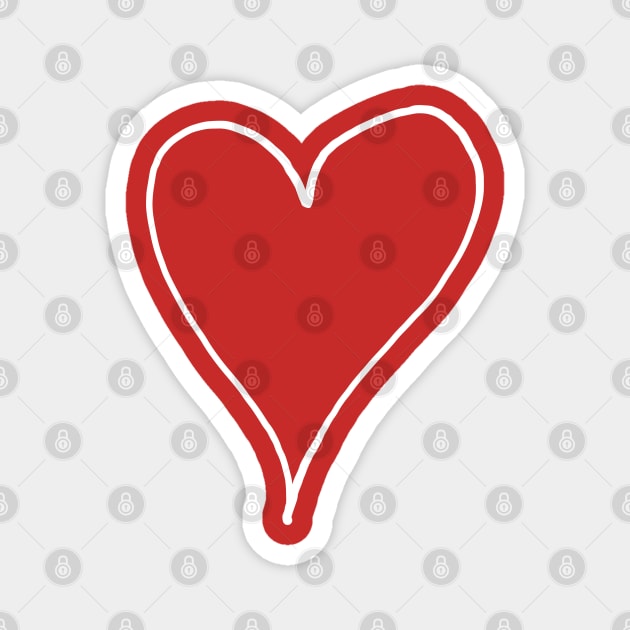 White Line Heart Outline - Valentine's Day Magnet by Creatifly Graphic Tees