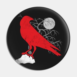 Red Raven and Full Moon Pin