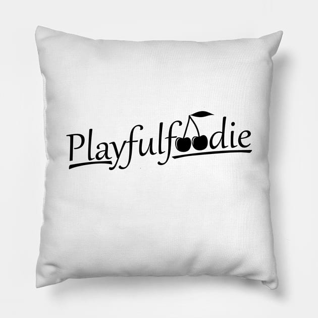 Playfulfoodie text logo Pillow by Playfulfoodie