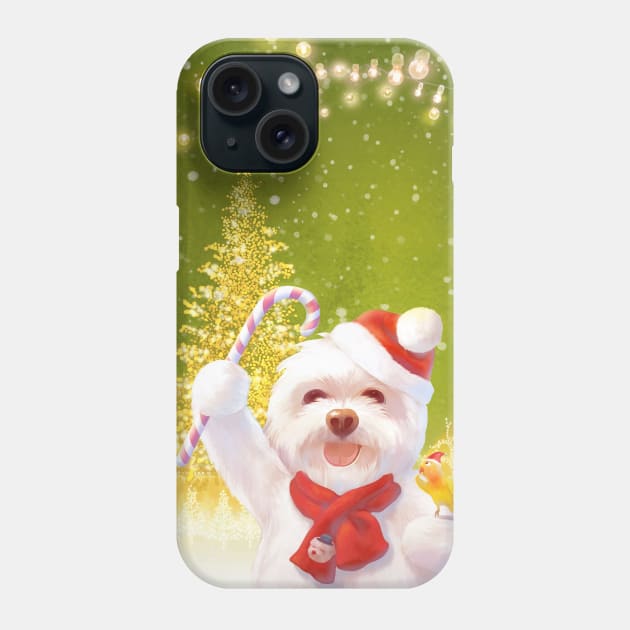 Christmas Dog in Santa Hat Phone Case by zkozkohi