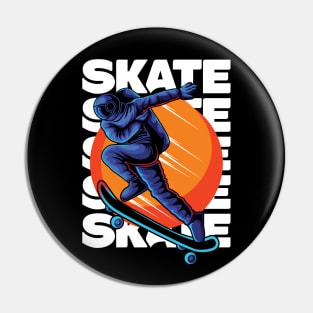 Astronaut Skater Stakeboarding in Space Pin