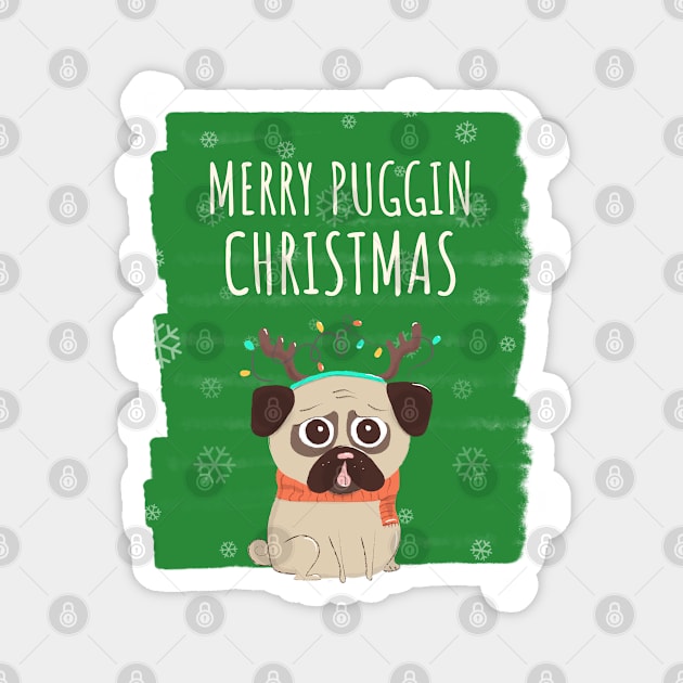 Pug Christmas Magnet by MadeBySerif