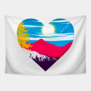 Polyamorous mountain subtle heart Tapestry