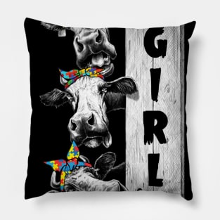 Hay Girl Autism Funny Cow Pillow