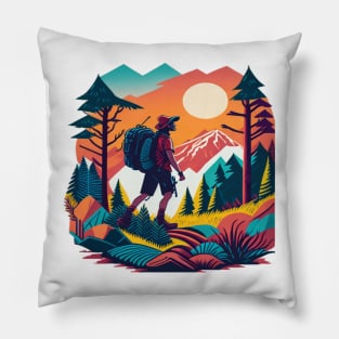 hiking in the wilderness Pillow