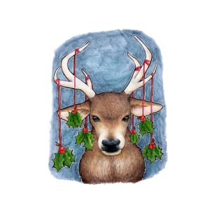 Deer with Holly T-Shirt