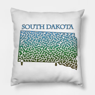 State of South Dakota Colorful Maze Pillow