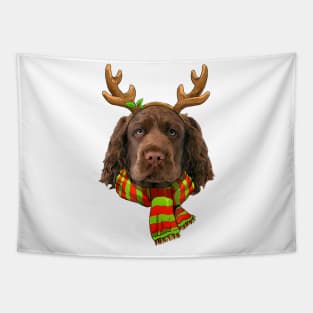 Merry Xmas Sussex Spaniel Dog Christmas Dog Lover Tapestry