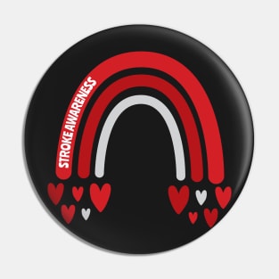 Stroke Awareness Rainbow with hearts Pin