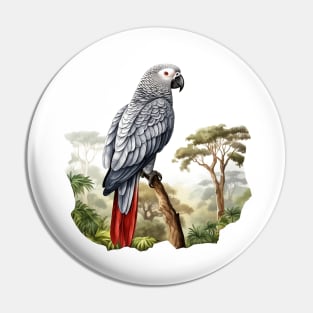 African Grey Parrot Pin