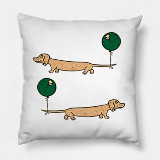 Dachshund puppy with balloon attached to his tail Pillow