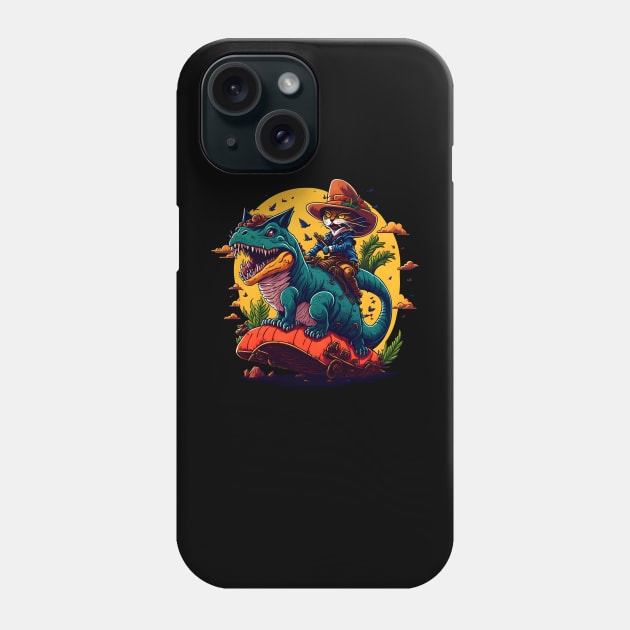 T Rex Dinosaur Riding Cat Phone Case by T-shirt US