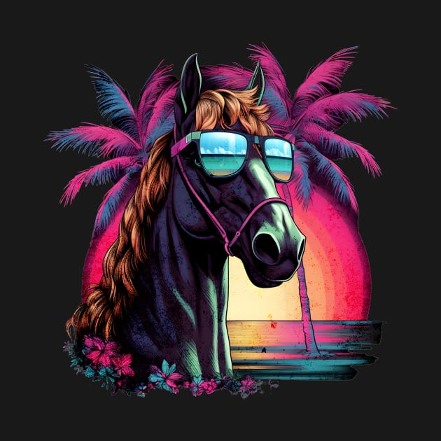 Retro Wave Appaloosa Horse Good Vibes by Miami Neon Designs