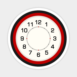 Modern clock in white, red and black Magnet