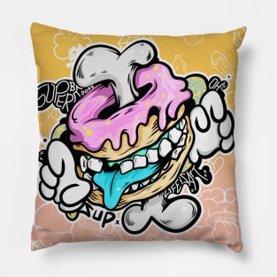 Dope donut character design Pillow