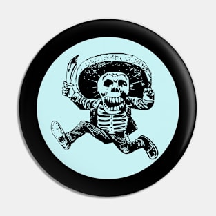 Halloween, Calavera with Machete - Pale Blue and Black Pin