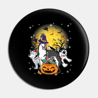 Husky Mummy Witch Dog Moon Halloween Pin