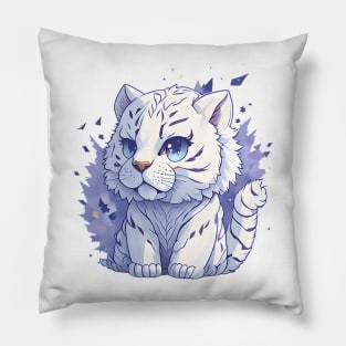 cute white tiger cat sticker Pillow