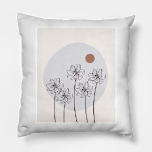 Minimalist Simple Abstract Pstel Pink Flower Garden  Design Pillow