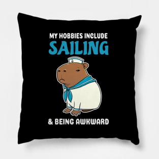 My hobbies include Sailing and being awkward cartoon Capybara Sailor Pillow