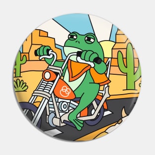 Frog Riding Motorcycle Pin