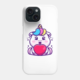 Cute baby unicorn cartoon with love Phone Case