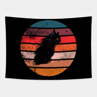 Retro SunSet  Cat Tapestry