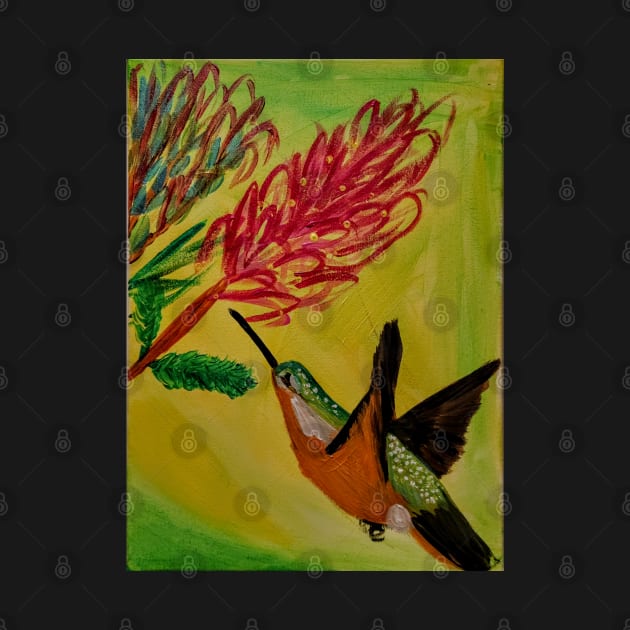 Hummingbirds feeding by kkartwork