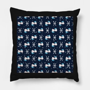 Pisces Zodiac Cat Pattern Pillow