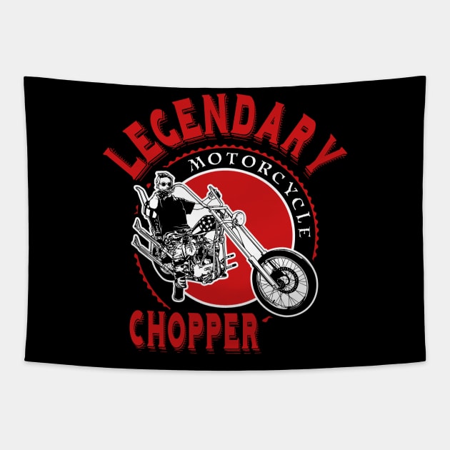 Legendary Motorcycle Chopper, T-shirt for Men, MotorCycle Rider Tee, Biker Dad Gift Tapestry by Ben Foumen