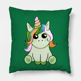 Green Unicorn Art Pillow