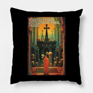 Haunted Places The Catacombs of Paris, France Art Nouveau Pillow