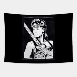 RED SONJA (Black and White) Tapestry