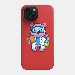 Cute Cat Scientist Cartoon Phone Case