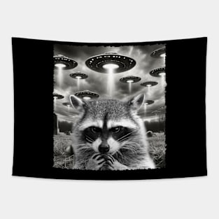 Starry Nights with Raccoons Infuse Extraterrestrial Charm into Every Tee Tapestry