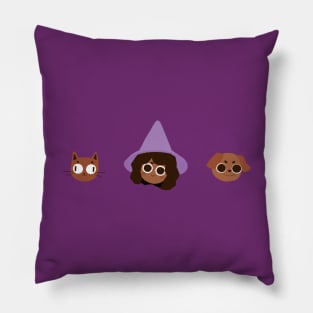 Cute Witch, Cat and Dog Familiars 🔮 Halloween Set 🎃 Pillow