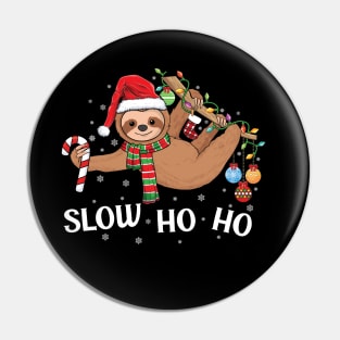 Merry Slothmas Christmas sloth pajamas Santa hat Xmas sloth Pin
