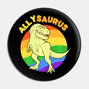 Allysaurus Dinosaur Rex Flag LGBT Ally Pin