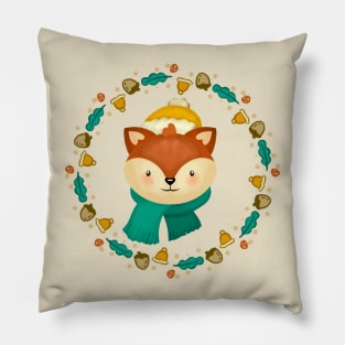 Christmas Fox Wreath Pillow