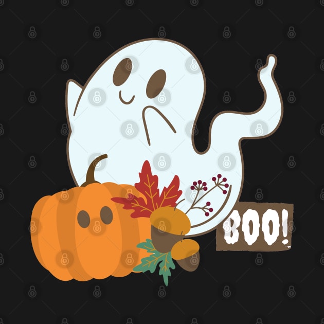 Halloween boooo cute ghost and pampkin Happy Halloween by BoogieCreates