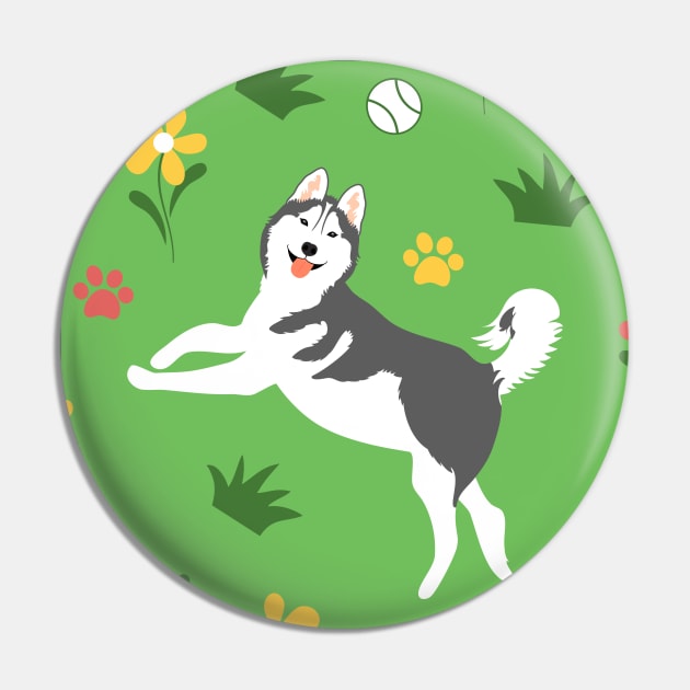 Siberian Husky Playing with Balls Pin by LulululuPainting